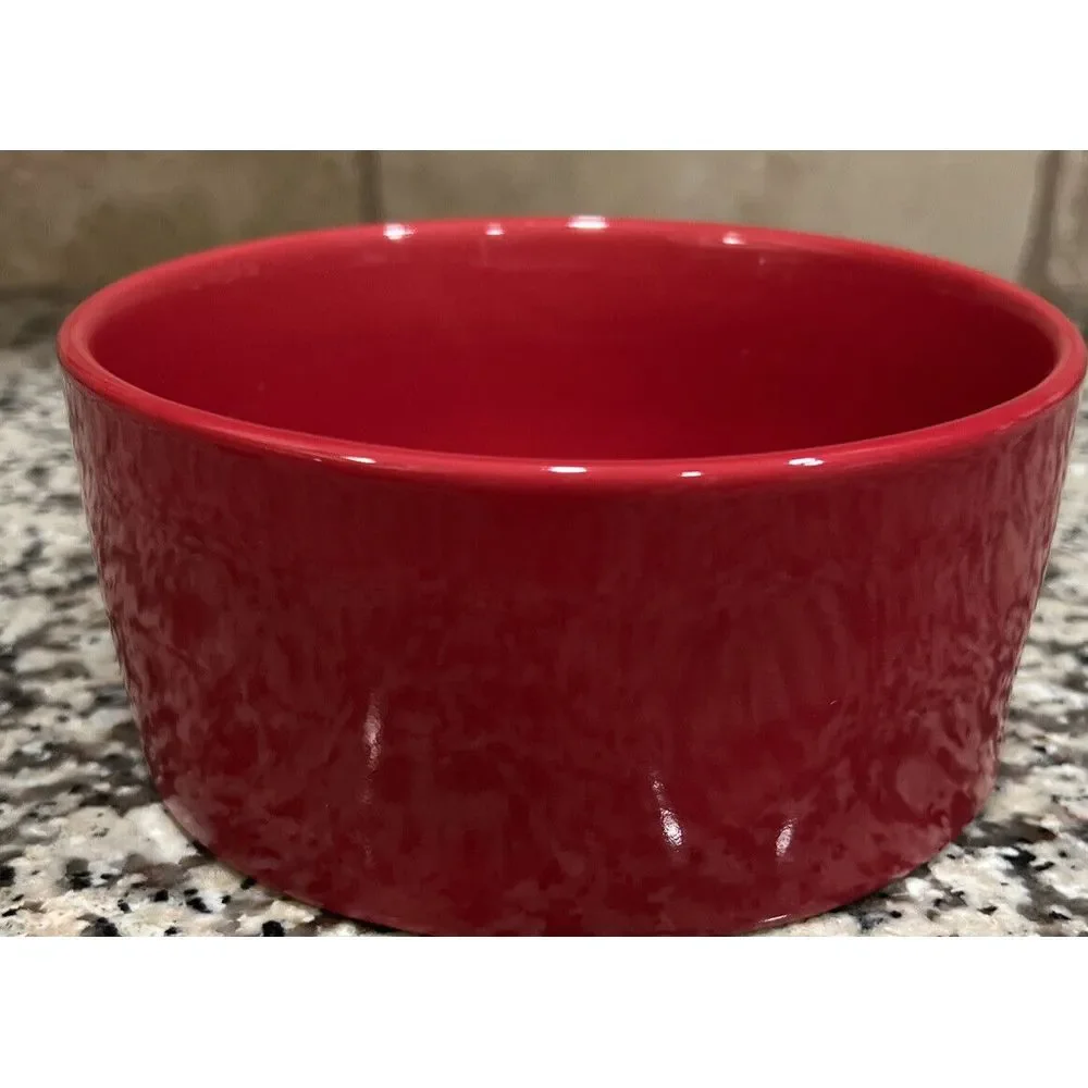 New Rae Dunn Pet Dog Bowl Red HO HO HO Christmas‎ Medium 6